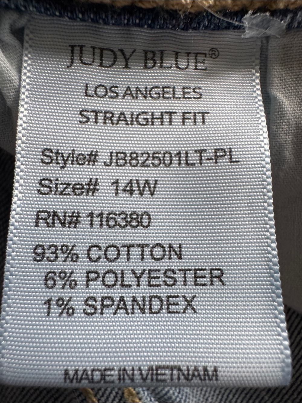 Judy Blue women’s straight leg jeans in Washed Denim Blue. Size 14W - Picture 4 of 13